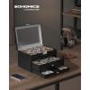 imageSONGMICS Watch Box 20Slot Watch Case Organizer with Large Glass Lid Removable Pillows Metal Lock Gift for Loved Ones Black Synthetic Leather Grey Lining UJWB036B101Black  Grey