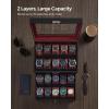 imageSONGMICS Watch Box 20Slot Watch Case Organizer with Large Glass Lid Removable Pillows Metal Lock Gift for Loved Ones Black Synthetic Leather Grey Lining UJWB036B101Black  Wine Red