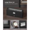 imageSONGMICS Watch Box 20Slot Watch Case Organizer with Large Glass Lid Removable Pillows Metal Lock Gift for Loved Ones Black Synthetic Leather Grey Lining UJWB036B101Black  Gray