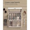 imageSONGMICS Watch Box 20Slot Watch Case Organizer with Large Glass Lid Removable Pillows Metal Lock Gift for Loved Ones Black Synthetic Leather Grey Lining UJWB036B101Cloud White  Cappuccino Beige