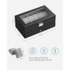 imageSONGMICS Watch Box 20Slot Watch Case Organizer with Large Glass Lid Removable Pillows Metal Lock Gift for Loved Ones Black Synthetic Leather Grey Lining UJWB036B101Black  Gray