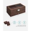 imageSONGMICS Watch Box 20Slot Watch Case Organizer with Large Glass Lid Removable Pillows Metal Lock Gift for Loved Ones Black Synthetic Leather Grey Lining UJWB036B101Brown  Brown