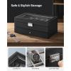 imageSONGMICS Watch Box 20Slot Watch Case Organizer with Large Glass Lid Removable Pillows Metal Lock Gift for Loved Ones Black Synthetic Leather Grey Lining UJWB036B101Black  Gray