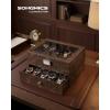 imageSONGMICS Watch Box 20Slot Watch Case Organizer with Large Glass Lid Removable Pillows Metal Lock Gift for Loved Ones Black Synthetic Leather Grey Lining UJWB036B101Coffee Brown  Coffee Brown