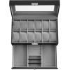 imageSONGMICS Watch Box 20Slot Watch Case Organizer with Large Glass Lid Removable Pillows Metal Lock Gift for Loved Ones Black Synthetic Leather Grey Lining UJWB036B101Black  Gray