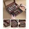 imageSONGMICS Watch Box 20Slot Watch Case Organizer with Large Glass Lid Removable Pillows Metal Lock Gift for Loved Ones Black Synthetic Leather Grey Lining UJWB036B101Brown  Brown