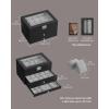 imageSONGMICS Watch Box 20Slot Watch Case Organizer with Large Glass Lid Removable Pillows Metal Lock Gift for Loved Ones Black Synthetic Leather Grey Lining UJWB036B101Black  Grey