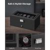 imageSONGMICS Watch Box 20Slot Watch Case Organizer with Large Glass Lid Removable Pillows Metal Lock Gift for Loved Ones Black Synthetic Leather Grey Lining UJWB036B101Black  Black