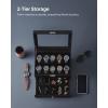 imageSONGMICS Watch Box 20Slot Watch Case Organizer with Large Glass Lid Removable Pillows Metal Lock Gift for Loved Ones Black Synthetic Leather Grey Lining UJWB036B101Black  Black