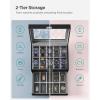 imageSONGMICS Watch Box 20Slot Watch Case Organizer with Large Glass Lid Removable Pillows Metal Lock Gift for Loved Ones Black Synthetic Leather Grey Lining UJWB036B101Black  Gray