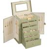 imageSONGMICS 6Layer Jewelry Box Organizer with 5 Drawers Jewelry Storage Case with Lock and Mirror Large Storage Capacity Gift for Loved Ones for Necklaces Watches Jelly Pink UJBC152SA02SSage Green