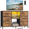imageSONGMICS BELLAH Collection  TV Stand for TVs Up to 55 Inches Dresser for Bedroom Living Room Chest of Drawers Steel 6 Drawers and 2 Shelves Modern Ink Black ULGS032B101SRustic Brown