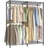 imageSONGMICS Clothes Rack Freestanding Wardrobe Closet Metal Clothing Racks HeavyDuty Garment Rack with Adjustable Shelves Hanging Rods Dividable 158 x 472 x 709 Inches Ink Black ULGR423B01Ink Black