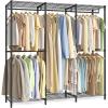imageSONGMICS Clothing Rack HeavyDuty Garment Rack with Adjustable Storage Shelves and Hanging Rails Hooks Freestanding Portable Wardrobe Closet Rack Ink Black ULGR436B01709W x 705H