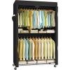 imageSONGMICS Clothing Rack HeavyDuty Garment Rack with Adjustable Storage Shelves and Hanging Rails Hooks Freestanding Portable Wardrobe Closet Rack Ink Black ULGR436B01433w X 783h