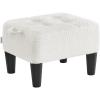 imageSONGMICS Foot Stool Small Teddy Fleece Footstool Ottoman with Thick Cushion and Legs for Living Room Bedroom Entryway 330 lb Weight Capacity Cream White and Ink Black ULOM503WD01Cream White  Ink Black