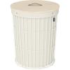 imageSONGMICS Laundry Hamper with Lid Round Laundry Basket 25 Gallons 95 L Versatile Removable Fabric Liner Large Capacity for Laundry Room Bedroom Living Room Ink Black ULCB160B01V1Cream White