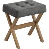 imageSONGMICS Makeup Stool Padded Vanity Stool Foot Rest Solid Wood X Legs for Bedroom Closet Entryway 126 x 165 x 181 Inches Slate Gray and Brown ULSF006GN01Slate Gray  Brown Leg