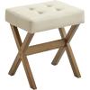 imageSONGMICS Makeup Stool Padded Vanity Stool Foot Rest Solid Wood X Legs for Bedroom Closet Entryway 126 x 165 x 181 Inches Slate Gray and Brown ULSF006GN01Summer Sand  Brown Leg