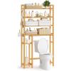 imageSONGMICS Over the Toilet Storage 4Tier Over Toilet Bathroom Organizer with Adjustable Shelves 102 x 327 x 728 Inches SpaceSaving Cloud White UBTS017W01Natural Beige