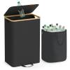 imageSONGMICS Recycling Bin for Kitchen 264 Gallon Bottle Recycling Container Collection Bin for Metal Plastic Paper Glass Inner Bag with Handles Kitchen Slate Gray and Natural Beige URRB509G01Ink Black