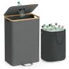 imageSONGMICS Recycling Bin for Kitchen 264 Gallon Bottle Recycling Container Collection Bin for Metal Plastic Paper Glass Inner Bag with Handles Kitchen Slate Gray and Natural Beige URRB509G01Slate Gray
