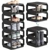 imageSONGMICS Shoe Rack Shoe Organizer 12 Shelves Shoe Storage Narrow Shoe Shelf Open Shelf for Entryway Living Room Bathroom SpaceSaving Cappuccino Beige ULPC038K01Ink Black