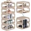 imageSONGMICS Shoe Rack Shoe Organizer 12 Shelves Shoe Storage Narrow Shoe Shelf Open Shelf for Entryway Living Room Bathroom SpaceSaving Cappuccino Beige ULPC038K01Cappuccino Beige
