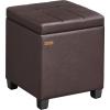 imageSONGMICS Square Storage Ottoman Foot Stool Footrest with Legs Ottoman Cube with Hinged Lid for Living Room Bedroom 169 x 169 x 181 Inches Synthetic Leather Coffee Brown ULOM519KQ01Deep Burgundy
