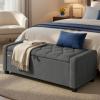 imageSONGMICS Storage Ottoman with Solid Wood Frame Upholstered End of Bed Bench Window Seat Tufted Cushion for Living Room Bedroom Easy Assembly 157 x 429 x 177 Inches Slate Gray ULSF009GN01Slate Gray