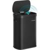 imageSONGMICS Trash Can 13Gallon Gabbage Can with 15 Trash Bags Stainless Steel with SoftClose Lid Removable Inner Bucket Handles Red Brown ULTB595MZ01Ink Black