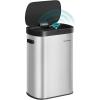 imageSONGMICS Trash Can 13Gallon Gabbage Can with 15 Trash Bags Stainless Steel with SoftClose Lid Removable Inner Bucket Handles Red Brown ULTB595MZ01Metallic Silver  Ink Black