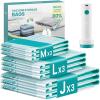 imageSONGMICS Vacuum Storage Bags Rechargeable Portable Electric Pump Space Saver Vacuum Seal Suction Bags for Clothing Travel Bedding Comforters Reusable 9 Pack 3M3L3J Transparent ULVB202W1013M3L3JUSB Pump