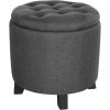 imageSONGMICS Vanity Stool Round Ottoman with Storage Upholstered Foot Stool Removable Lid for Living Room Bedroom Easy Assembly 169 x 169 x 185 Inches Velvet Fabric Cream White ULOM018LH01Dark Gray