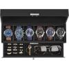 imageSONGMICS Watch Box 20Slot Watch Case Organizer with Large Glass Lid Removable Pillows Metal Lock Gift for Loved Ones Black Synthetic Leather Grey Lining UJWB036B101Black  Black