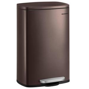 imageSONGMICS 20Gallon 75 L Trash Can Stainless Steel Kitchen Garbage Can Recycling or Waste Bin Soft Close StepOn Pedal Removable Inner Bucket Brown ULTB075MZ01Brown