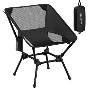 imageSONGMICS Camping Chair Lightweight Folding Beach Chair Adjustable Height Steel Frame Portable for Outdoor TravelBlack