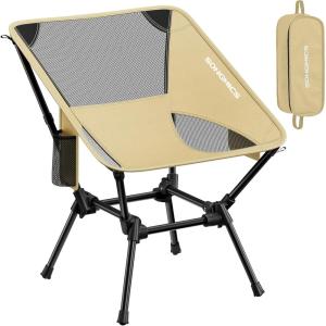 imageSONGMICS Camping Chair Lightweight Folding Beach Chair Adjustable Height Steel Frame Portable for Outdoor TravelBrown