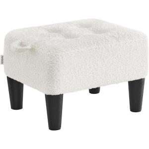 imageSONGMICS Foot Stool Small Teddy Fleece Footstool Ottoman with Thick Cushion and Legs for Living Room Bedroom Entryway 330 lb Weight Capacity Cream White and Ink Black ULOM503WD01Cream White  Ink Black