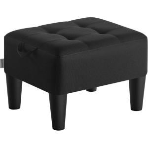 imageSONGMICS Foot Stool Small Teddy Fleece Footstool Ottoman with Thick Cushion and Legs for Living Room Bedroom Entryway 330 lb Weight Capacity Cream White and Ink Black ULOM503WD01Ink Black
