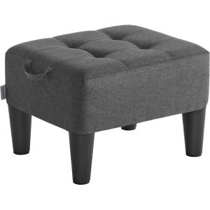 imageSONGMICS Foot Stool Small Teddy Fleece Footstool Ottoman with Thick Cushion and Legs for Living Room Bedroom Entryway 330 lb Weight Capacity Cream White and Ink Black ULOM503WD01Dark Gray