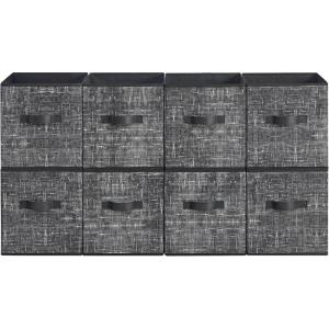 imageSONGMICS HOME Foldable Storage Cubes Set of 8 Fabric Shelf Organizer Bins with Handles Closet Storage Boxes for Clothes 12 x 12 x 12 Inches GrayBlack