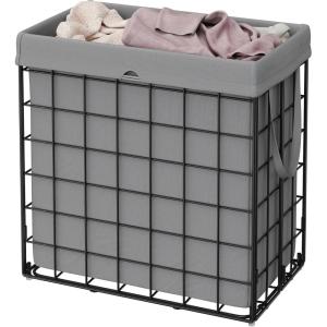 imageSONGMICS HOME Laundry Basket Foldable Laundry Hamper Clothes Hamper Removable Liner with Handles for Bedroom Bathroom 29 Gal 110 L BlackGray