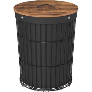 imageSONGMICS Laundry Hamper with Lid Round Laundry Basket 25 Gallons 95 L Versatile Removable Fabric Liner Large Capacity for Laundry Room Bedroom Living Room Ink Black ULCB160B01V1Ink Black