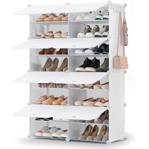 imageSONGMICS Shoe Rack Organizer 8Tier Shoe Storage Cabinet for Closet and Entryway Holds 32 Pairs of Shoes Adjustable Cloud White ULPC034W03Cloud White