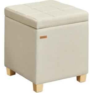 imageSONGMICS Square Storage Ottoman Foot Stool Footrest with Legs Ottoman Cube with Hinged Lid for Living Room Bedroom 169 x 169 x 181 Inches Synthetic Leather Coffee Brown ULOM519KQ01Summer Sand