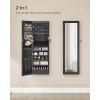 imageSONGMICS 6 LEDs Mirror Jewelry Cabinet 472Inch Tall Lockable Wall or Door Mounted Jewelry Armoire Organizer with Mirror 2 Drawers 39 x 146 x 472 Inches Jelly Pink UJJC093SA02SBlack