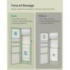 imageSONGMICS 6 LEDs Mirror Jewelry Cabinet 472Inch Tall Lockable Wall or Door Mounted Jewelry Armoire Organizer with Mirror 2 Drawers 39 x 146 x 472 Inches Jelly Pink UJJC093SA02SLaurel Green