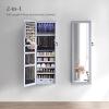 imageSONGMICS 6 LEDs Mirror Jewelry Cabinet 472Inch Tall Lockable Wall or Door Mounted Jewelry Armoire Organizer with Mirror 2 Drawers 39 x 146 x 472 Inches Jelly Pink UJJC093SA02SGray