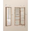 imageSONGMICS 6 LEDs Mirror Jewelry Cabinet 472Inch Tall Lockable Wall or Door Mounted Jewelry Armoire Organizer with Mirror 2 Drawers 39 x 146 x 472 Inches Jelly Pink UJJC093SA02SToasted Oak Color